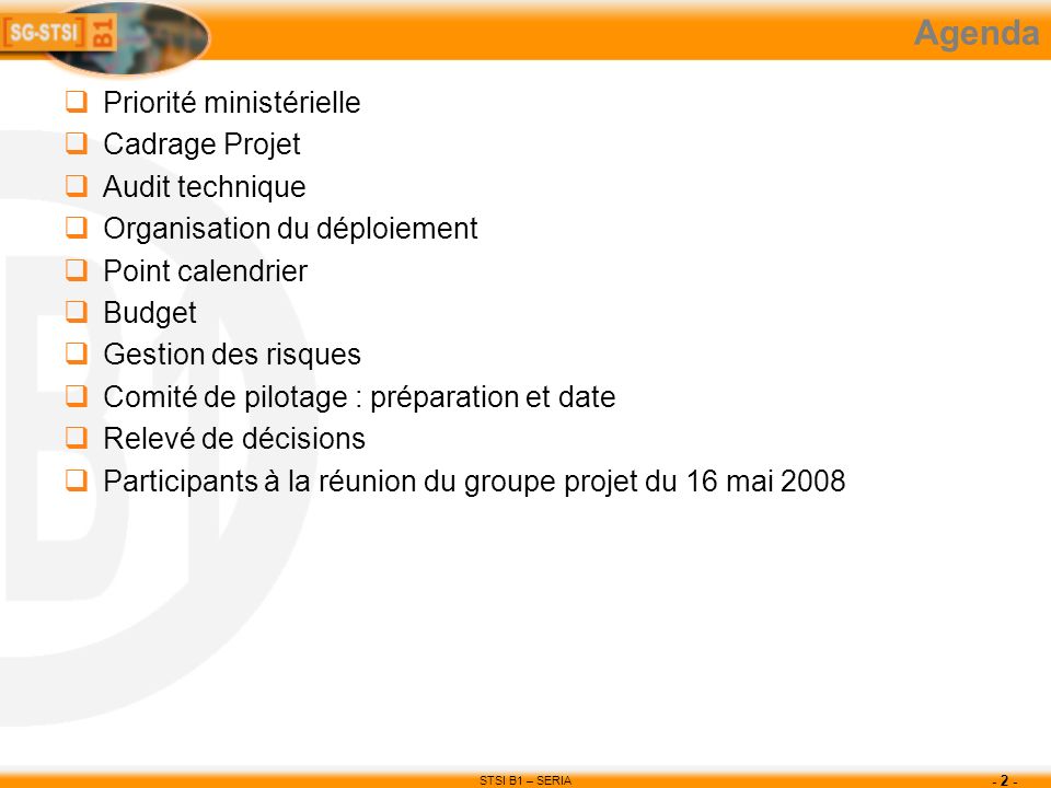 Comité Projet GIBII du 16 mai 2008