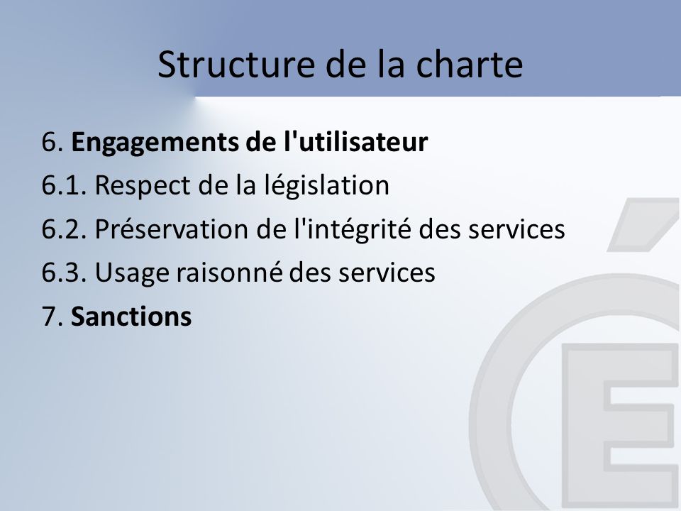 Structure de la charte