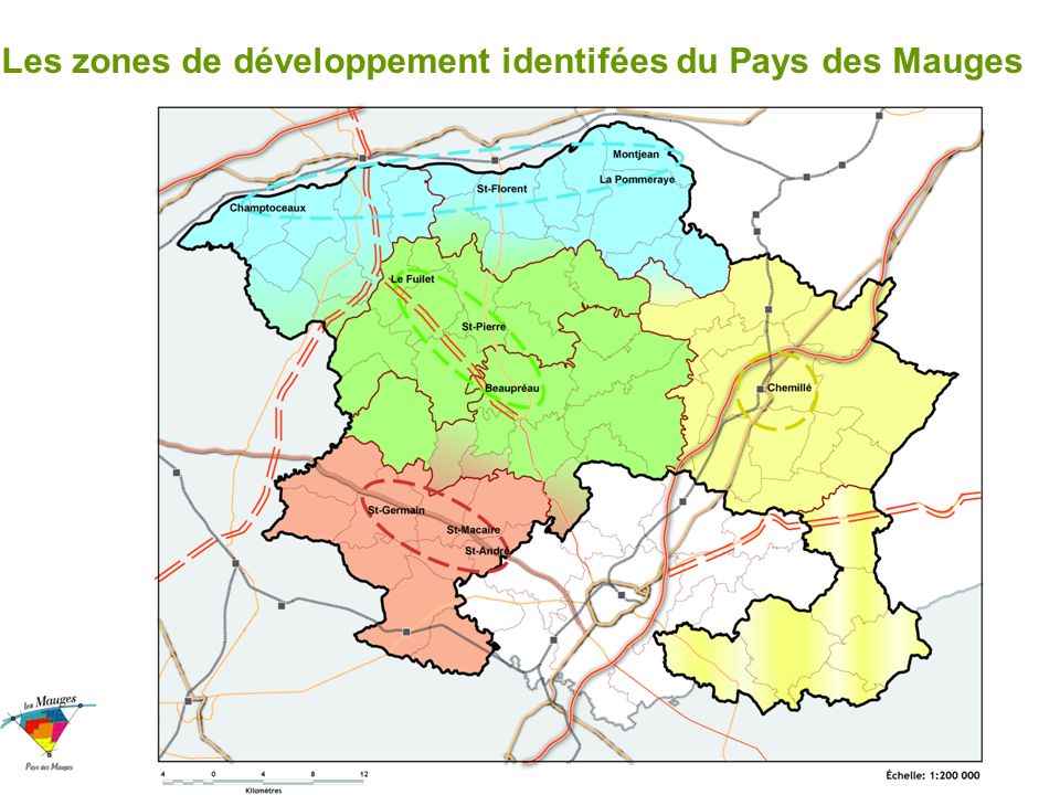 Les zones de développement identifées du Pays des Mauges