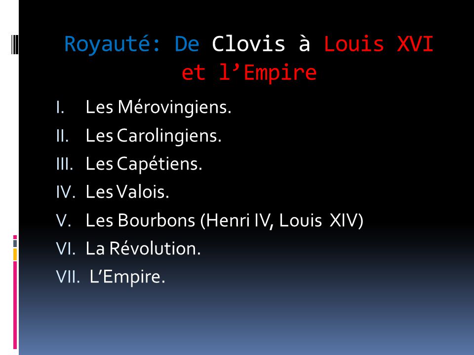 Royauté: De Clovis à Louis XVI et l’Empire