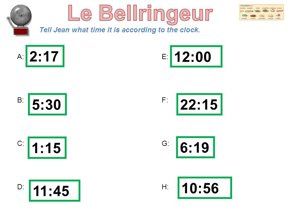 Le Bellringeur 2:17 12:00 5:30 22:15 1:15 6:19 10:56 11:45