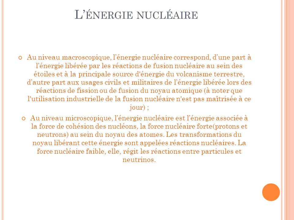 L’énergie nucléaire