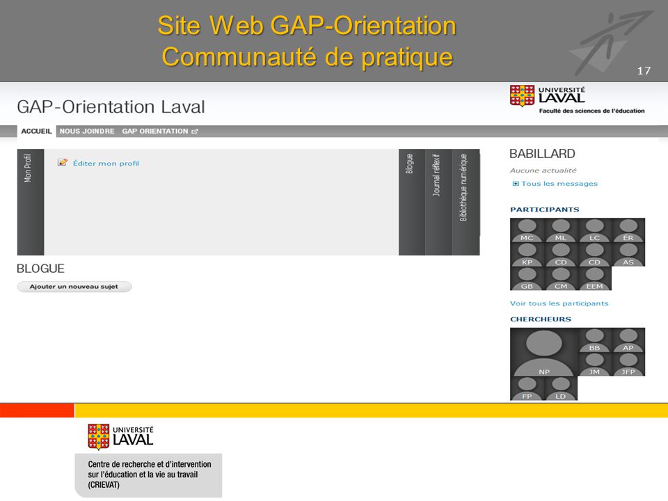 Site Web GAP-Orientation Communauté de pratique