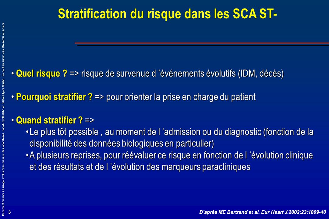 Stratification du risque dans les SCA ST-