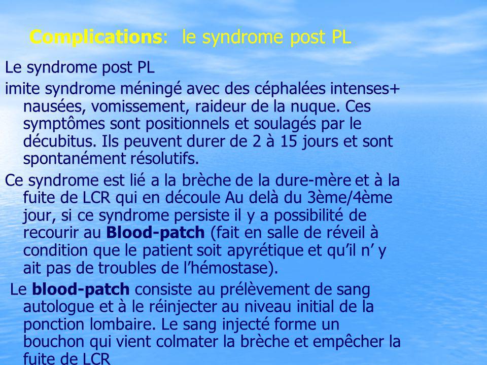 Complications: le syndrome post PL