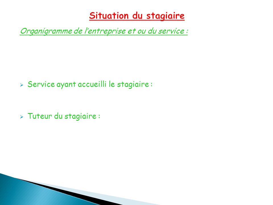 Situation du stagiaire