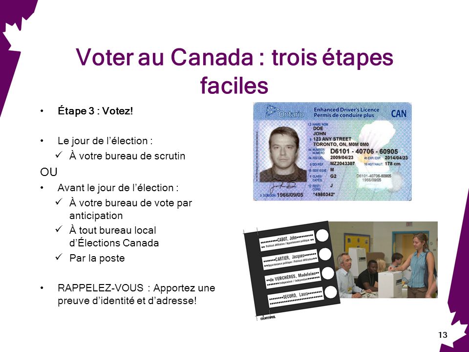 Voter au Canada : trois étapes faciles