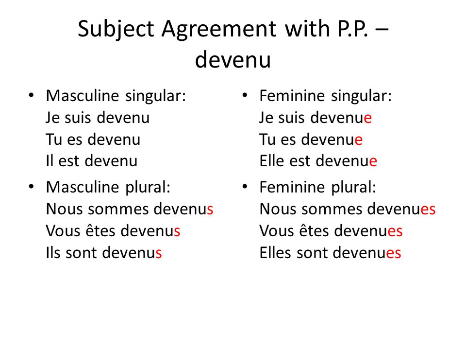 Subject Agreement with P.P. – devenu