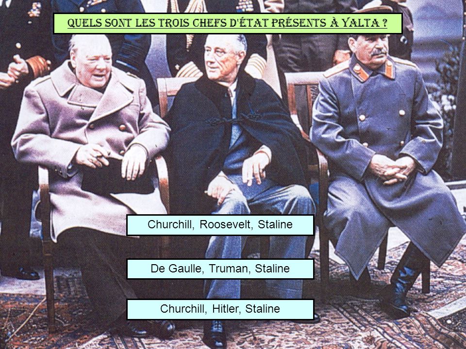 Quels sont les trois chefs d état présents à Yalta