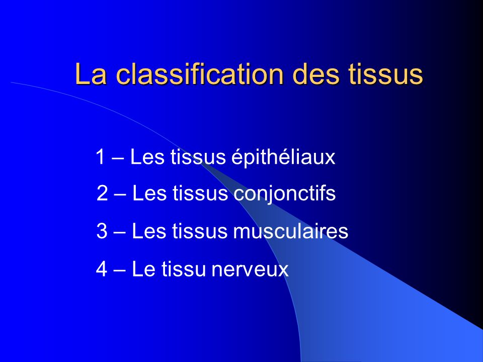La classification des tissus