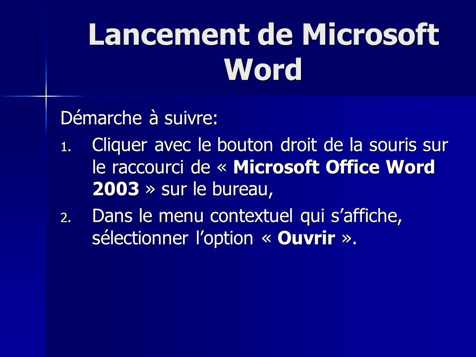 Lancement de Microsoft Word