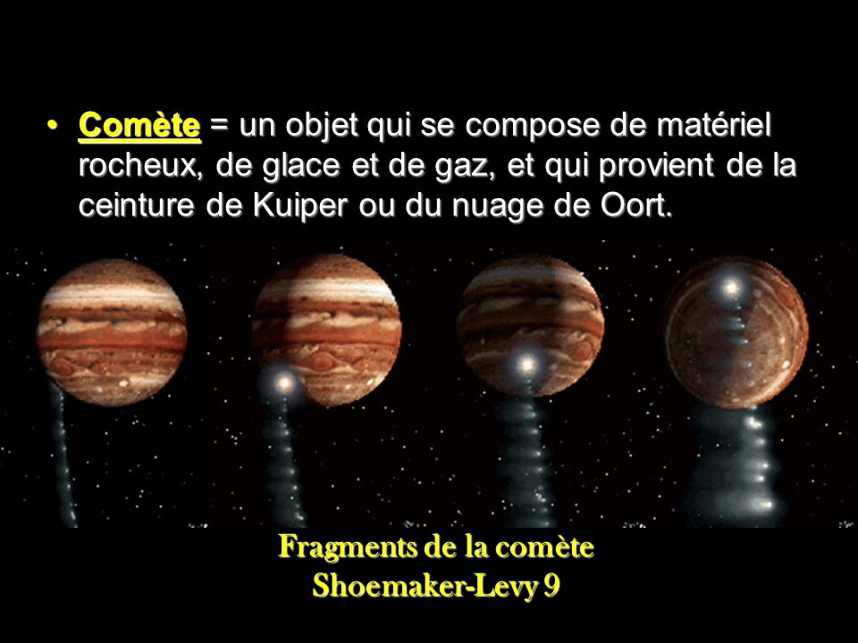 Fragments de la comète Shoemaker-Levy 9