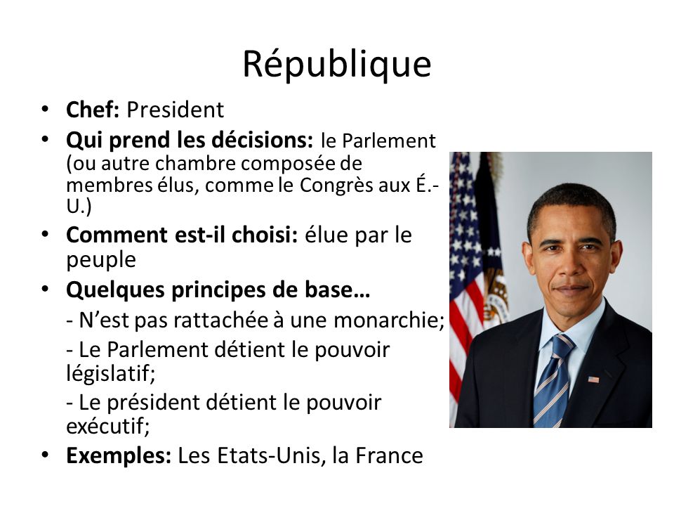 République Chef: President