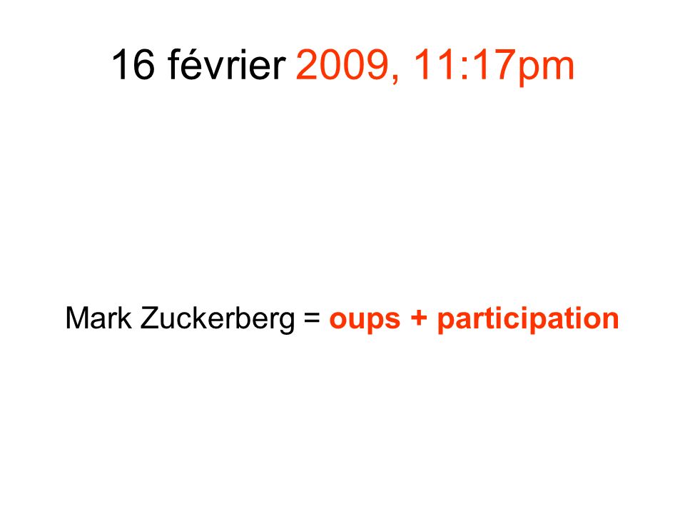 Mark Zuckerberg = oups + participation
