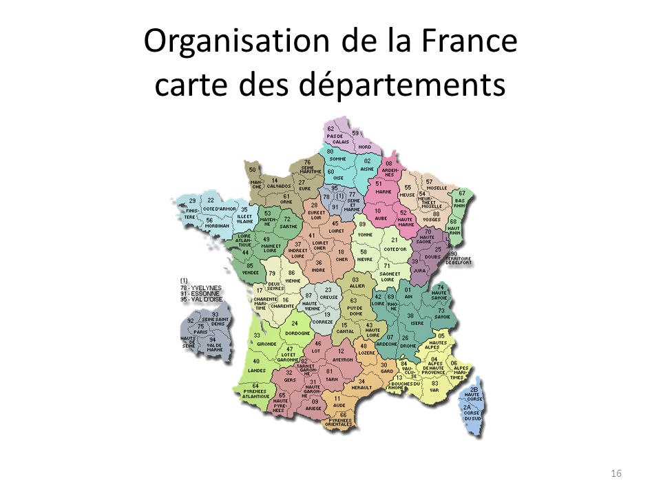 Organisation de la France carte des départements