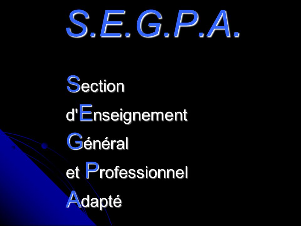 S.E.G.P.A. Section d Enseignement Général et Professionnel Adapté
