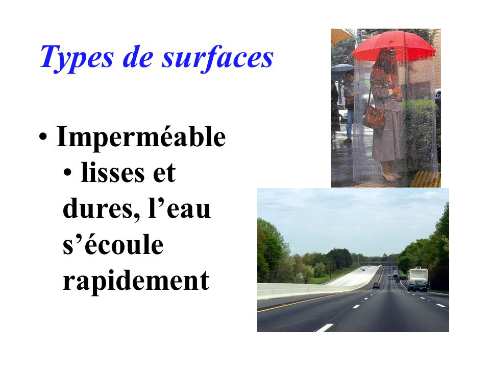 Types de surfaces Imperméable