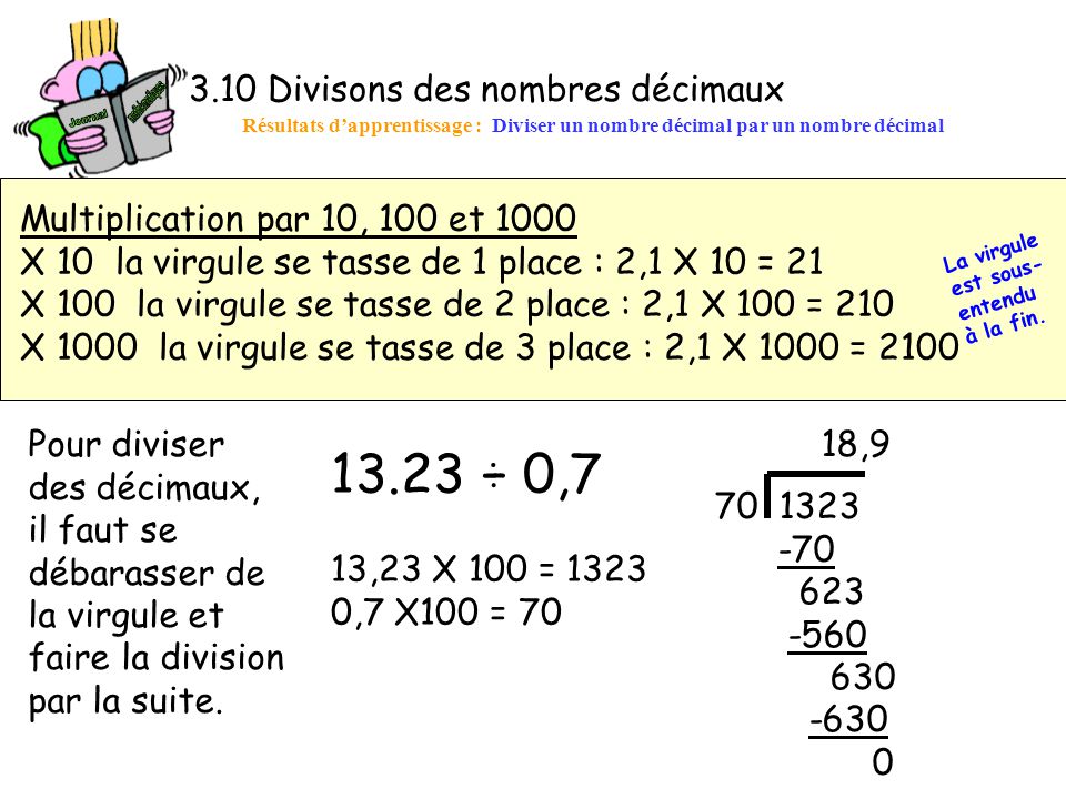 13.23 ÷ 0, Divisons des nombres décimaux