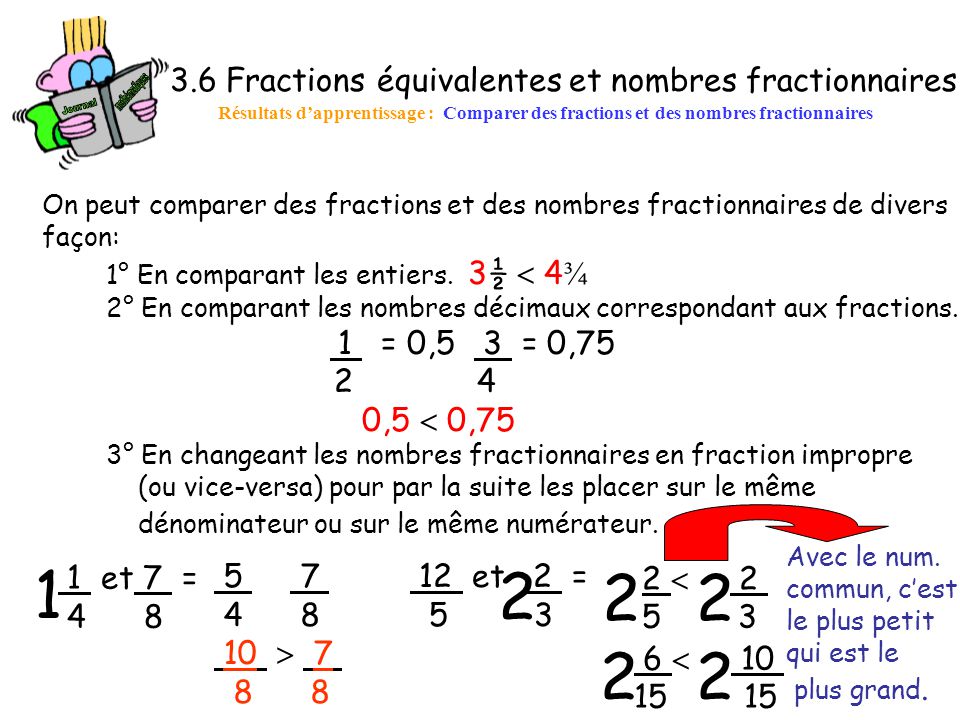 Fractions équivalentes et nombres fractionnaires 2 4