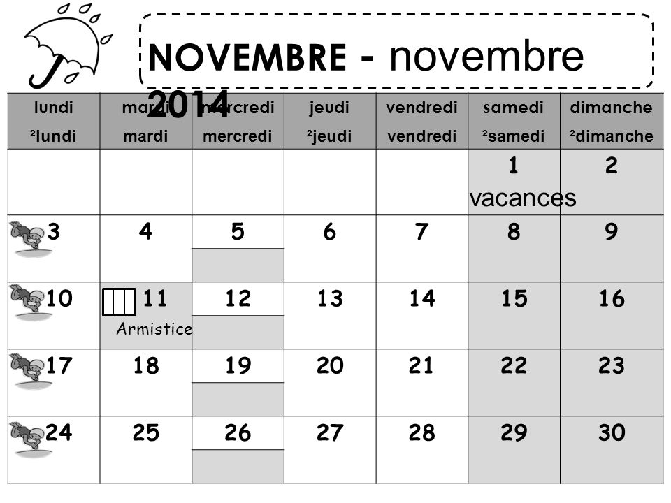 NOVEMBRE - novembre 2014 vacances