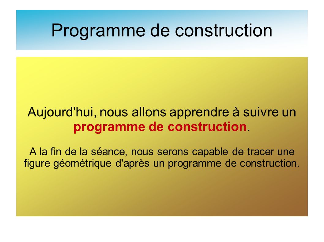 Programme de construction
