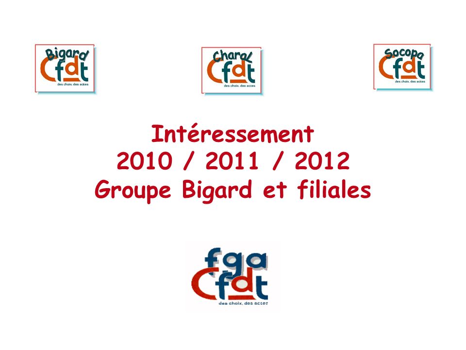 Intéressement 2010 / 2011 / 2012 Groupe Bigard et filiales