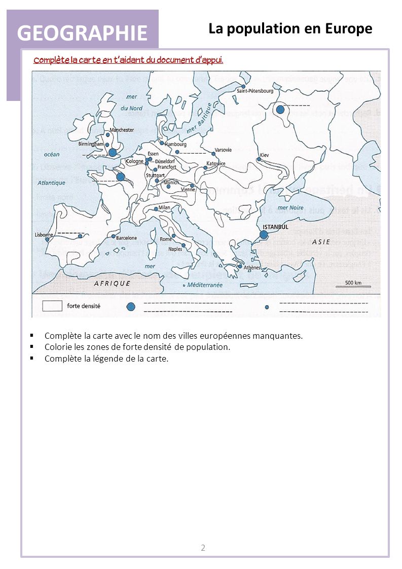 GEOGRAPHIE La population en Europe