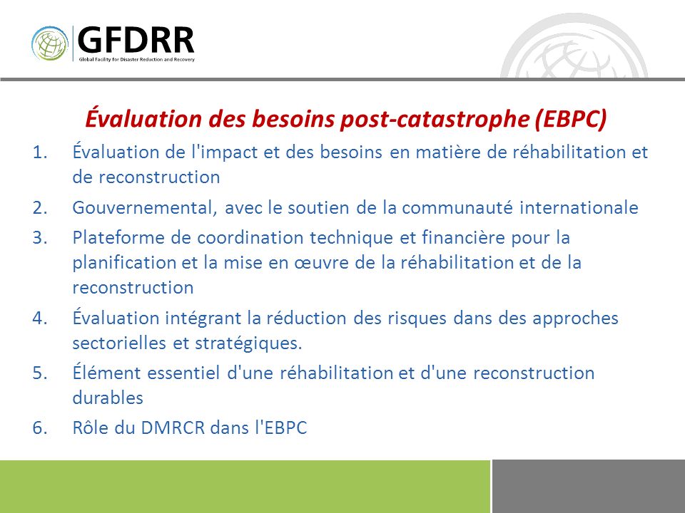 Évaluation des besoins post-catastrophe (EBPC)