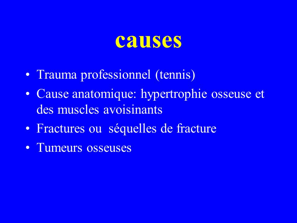 causes Trauma professionnel (tennis)