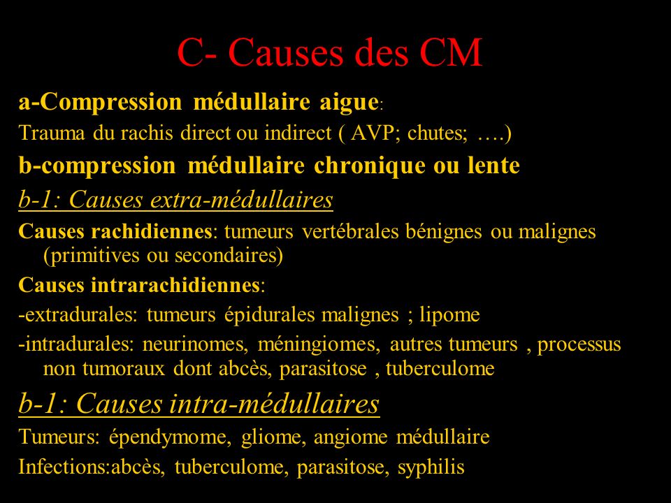 C- Causes des CM b-1: Causes intra-médullaires
