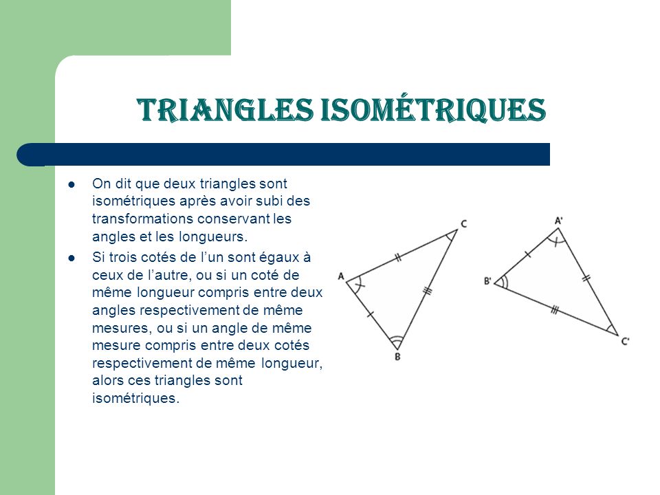 Triangles isométriques