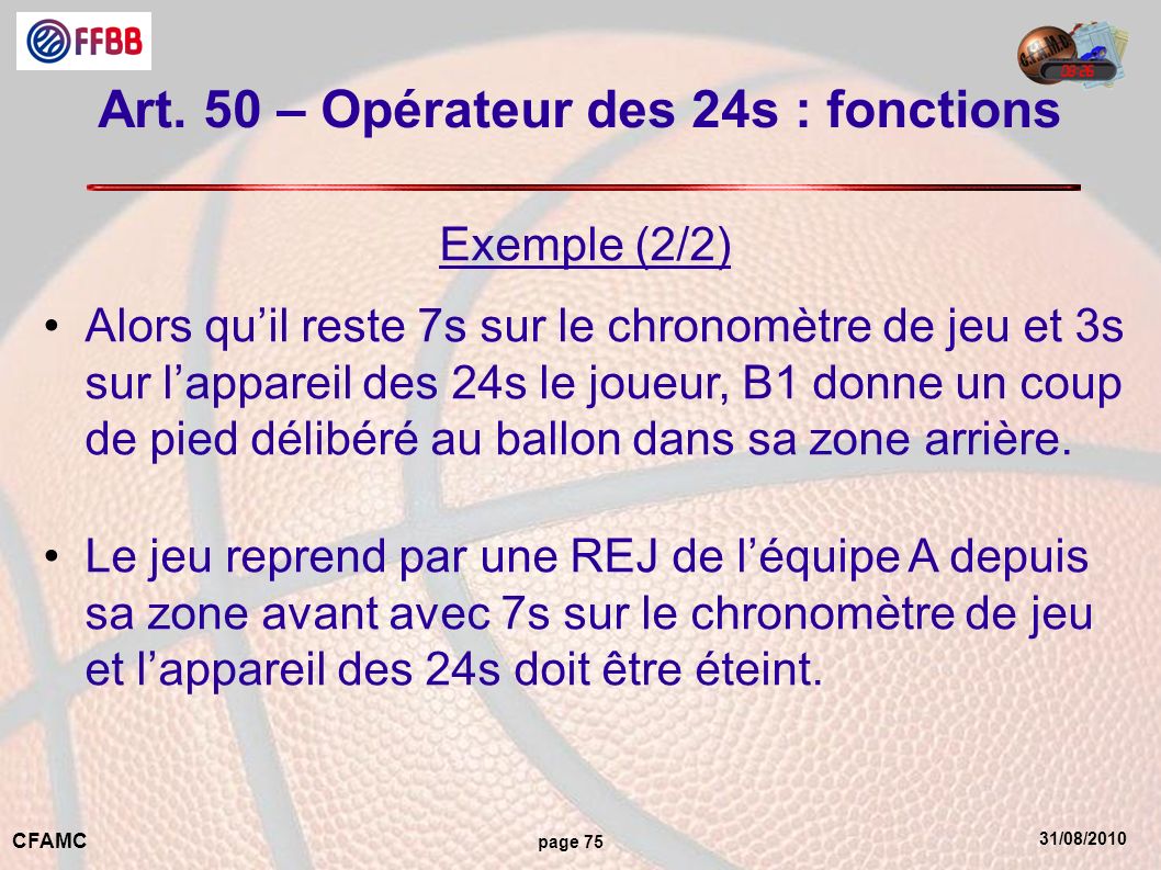 Art. 50 – Opérateur des 24s : fonctions
