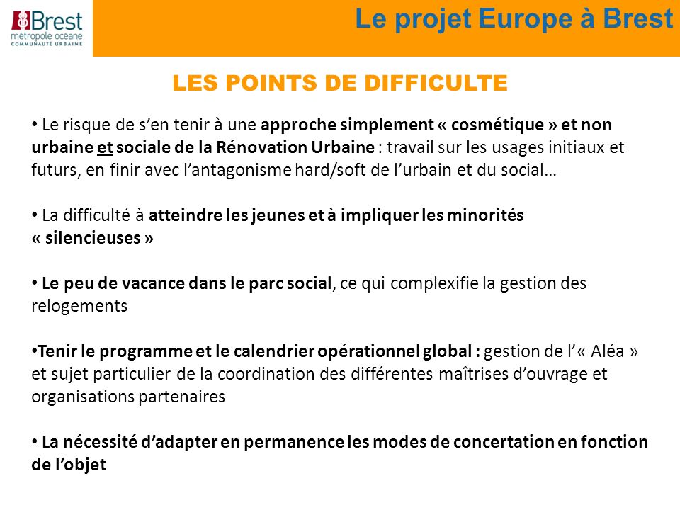 Le projet Europe à Brest