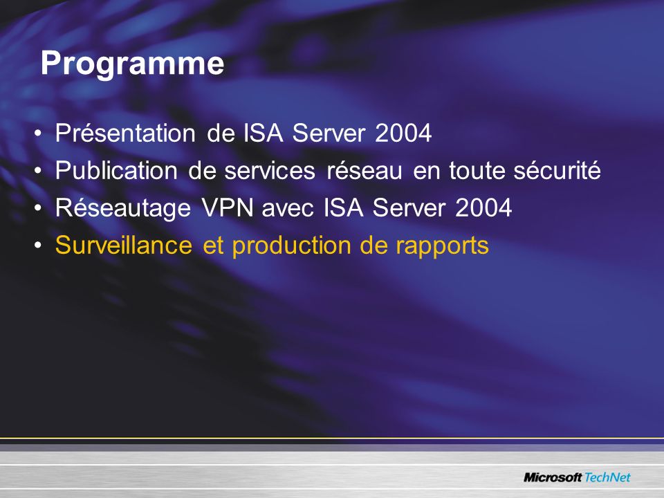 Programme Présentation de ISA Server 2004