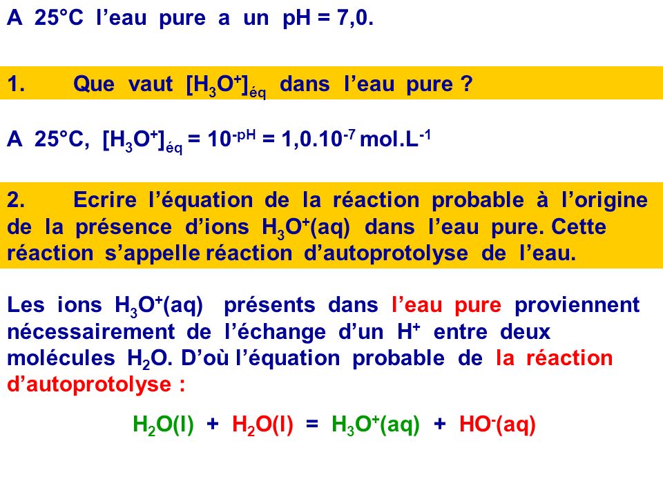 H2O(l) + H2O(l) = H3O+(aq) + HO-(aq)