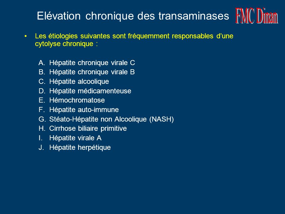 Elévation chronique des transaminases