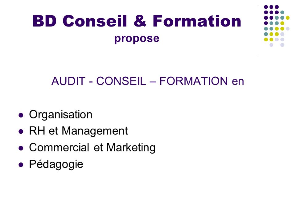 BD Conseil & Formation propose