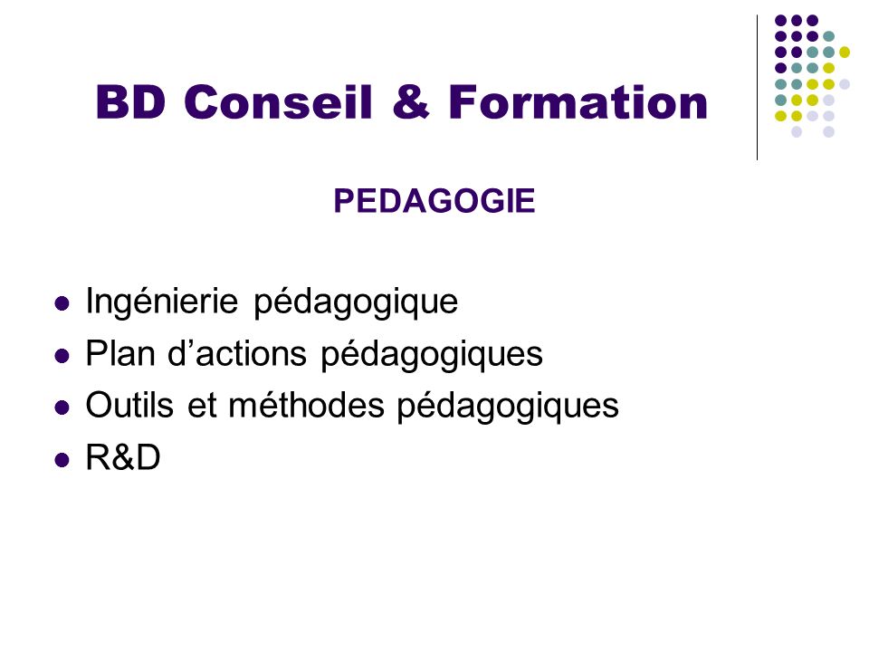 BD Conseil & Formation Ingénierie pédagogique