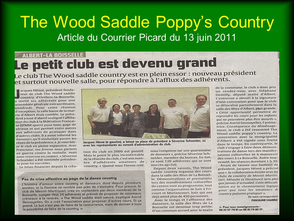 The Wood Saddle Poppy’s Country Article du Courrier Picard du 13 juin 2011