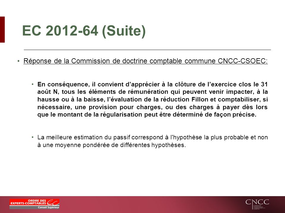EC (Suite) Réponse de la Commission de doctrine comptable commune CNCC-CSOEC: