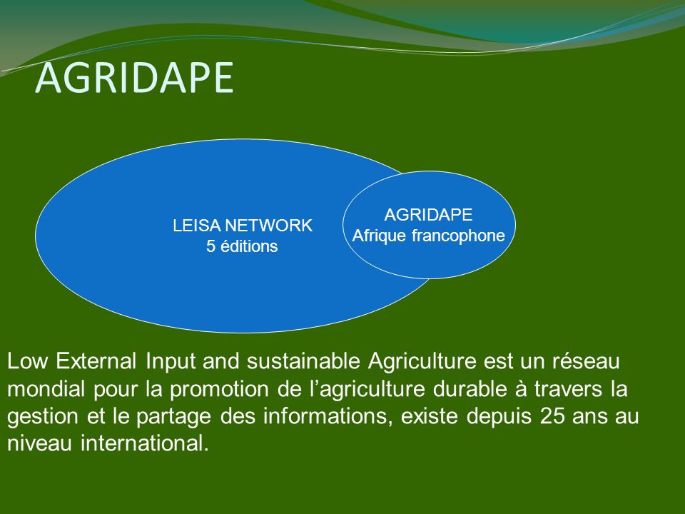 AGRIDAPE LEISA NETWORK. 5 éditions. AGRIDAPE. Afrique francophone.