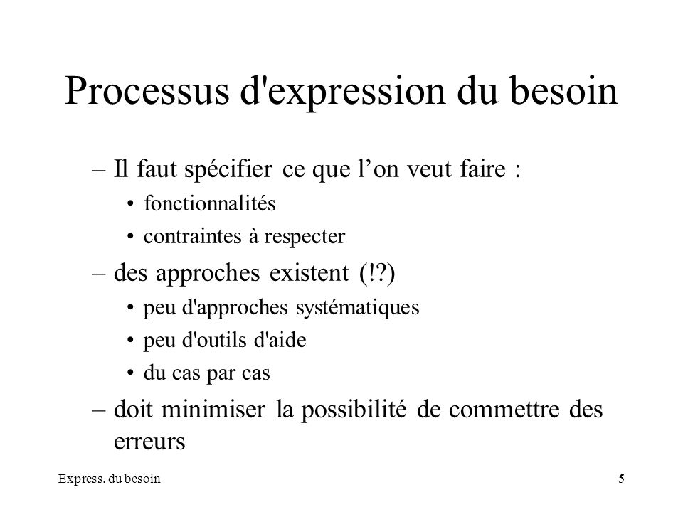 Processus d expression du besoin