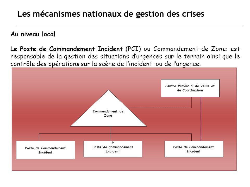 Les mécanismes nationaux de gestion des crises