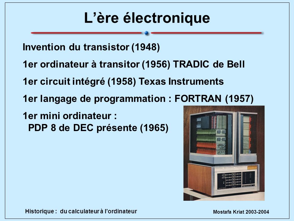 L’ère électronique Invention du transistor (1948)