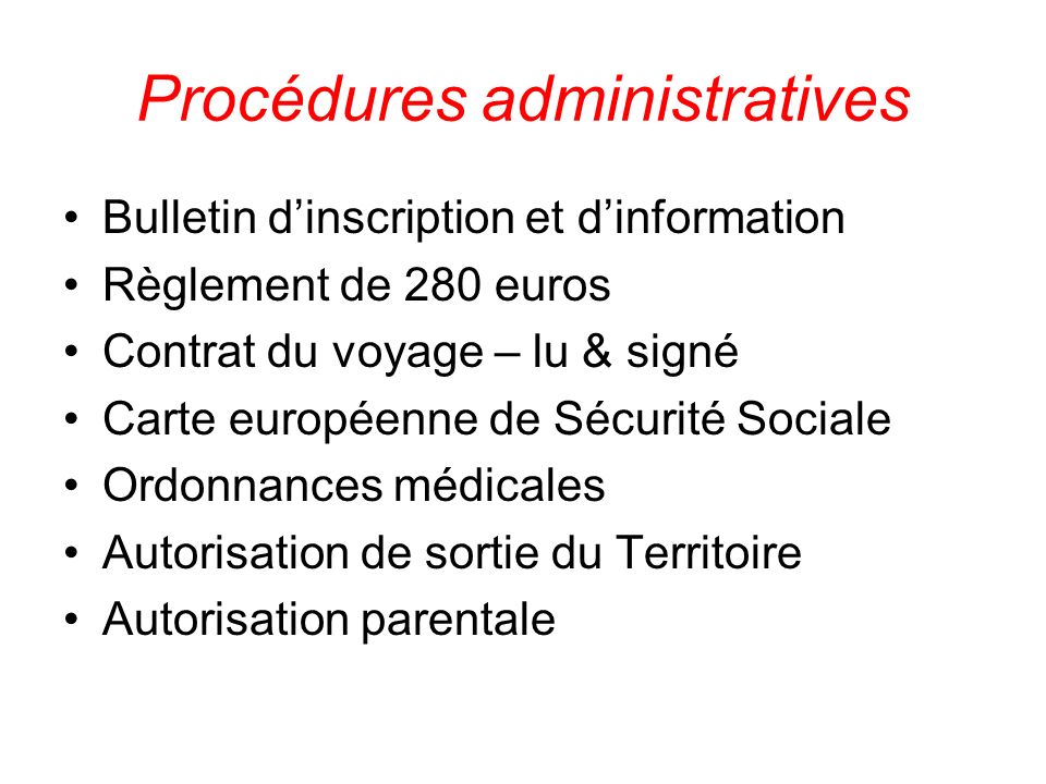 Procédures administratives