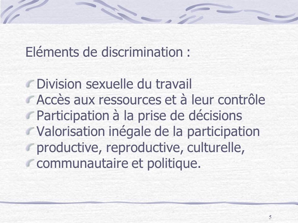 Eléments de discrimination :