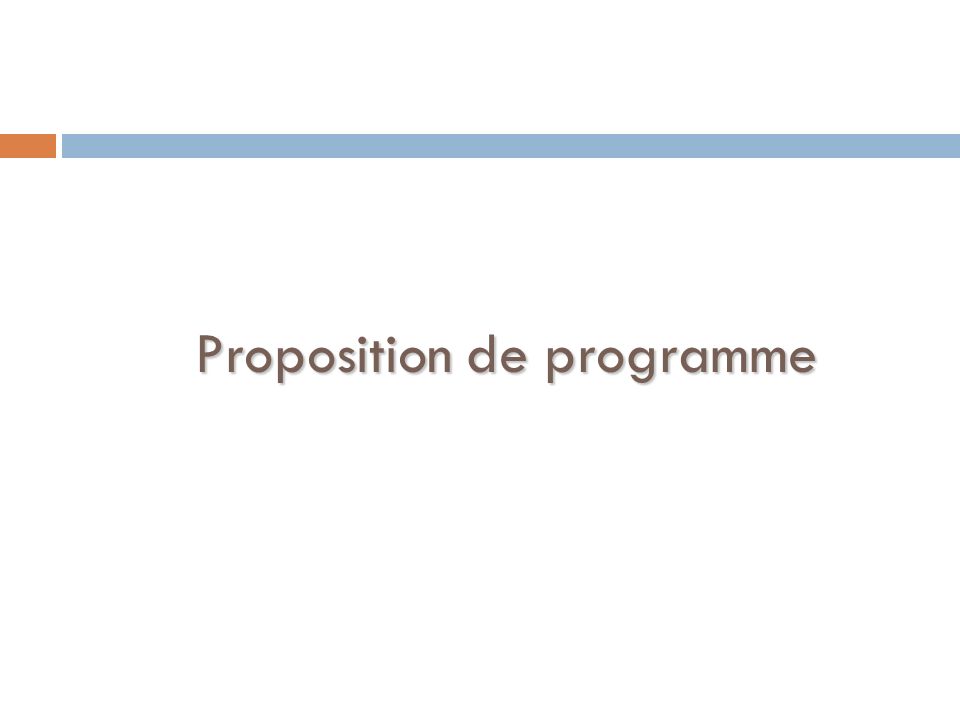 Proposition de programme
