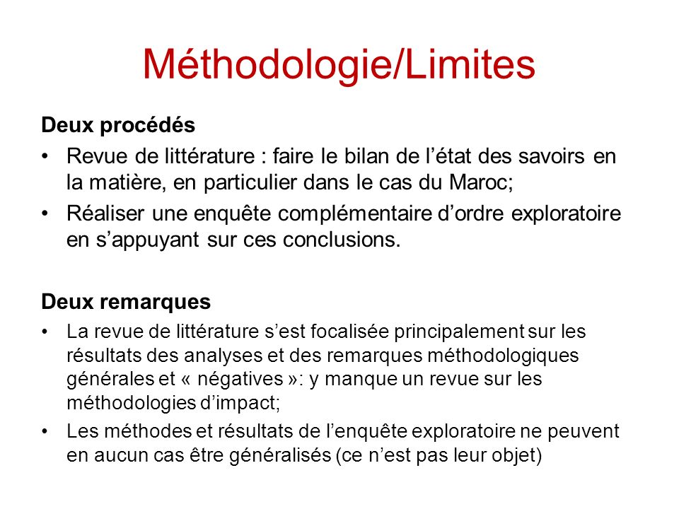 Méthodologie/Limites