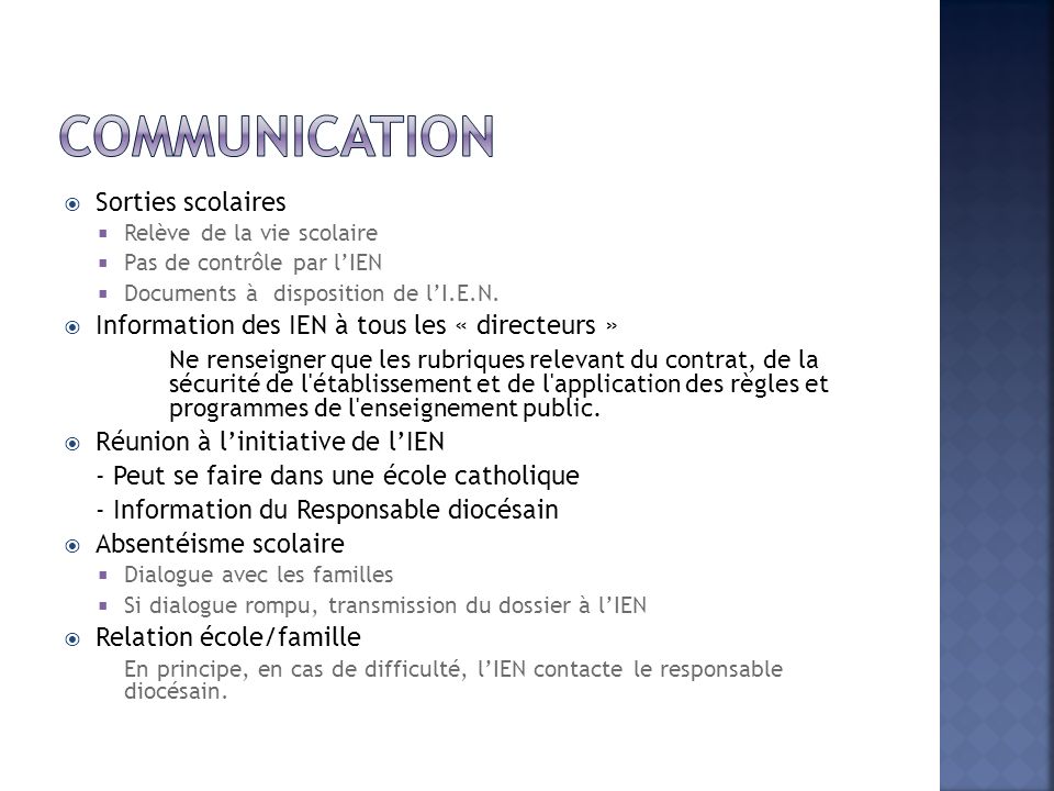Communication Sorties scolaires