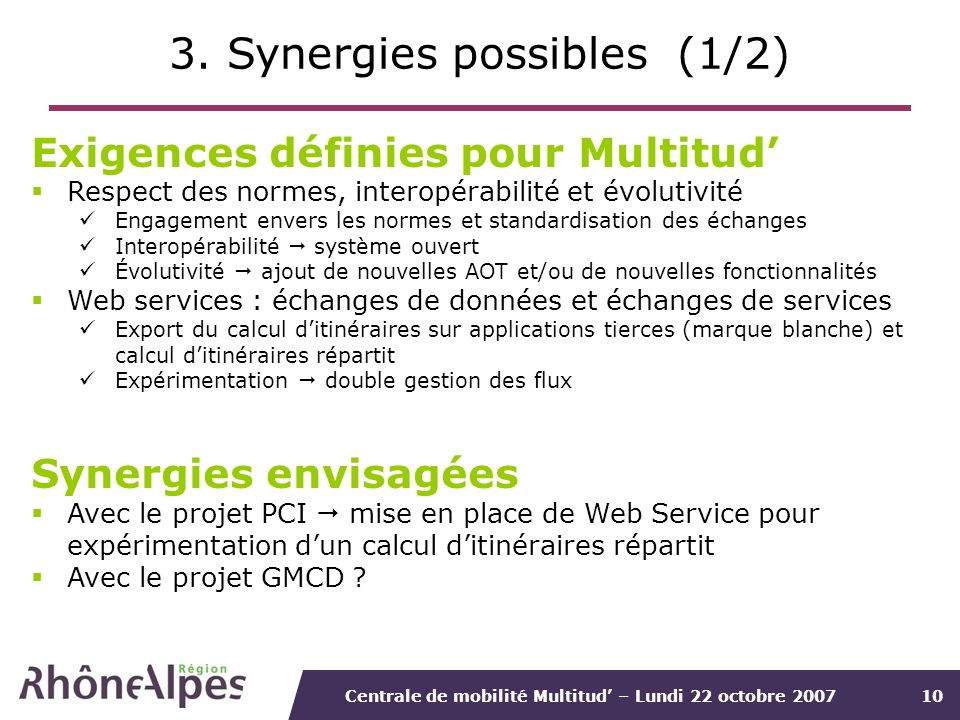 3. Synergies possibles (1/2)